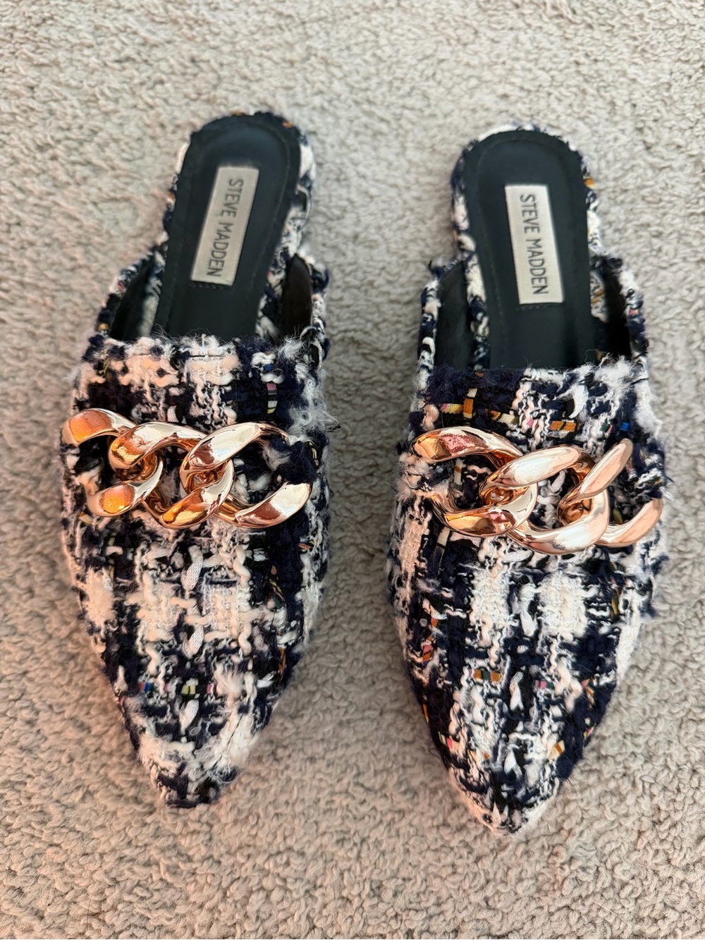 Steve Madden tweed mules